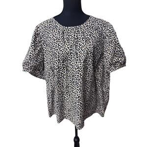J.Crew Factory Leopard Print Short Sleeve Blouse Top Plus Size 3X NWT